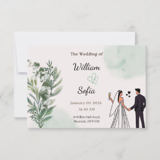 Minimale moderne trouwuitnodiging RSVP kaartje