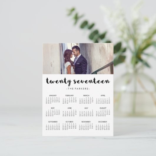 Minimale moderne Typografie 2017 Photo Calendar Briefkaart (Staand voorkant)