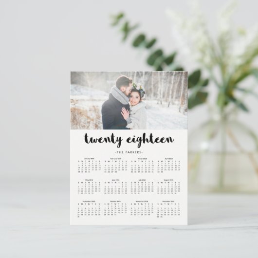 Minimale moderne Typografie 2018 Photo Calendar Briefkaart (Staand voorkant)