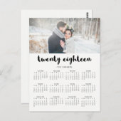 Minimale moderne Typografie 2018 Photo Calendar Briefkaart (Voorkant / Achterkant)