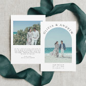 Minimale moderne typografie Boog Foto Bruiloft Save The Date