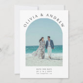 Minimale moderne typografie Boog Foto Bruiloft Save The Date (Voorkant)