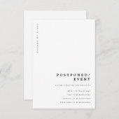 Minimale moderne Typografie Event Postponed Card Aankondiging (Voorkant / Achterkant)