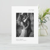 Minimale moderne typografie foto bruiloft opslaan save the date (Staand voorkant)
