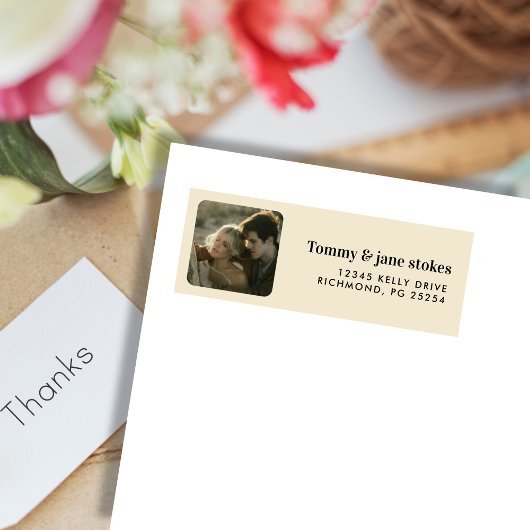 Minimale moderne typografie foto naam terug etiket