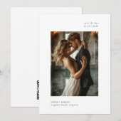 Minimale moderne typografie Fotobruiloft Save The Date (Voorkant / Achterkant)