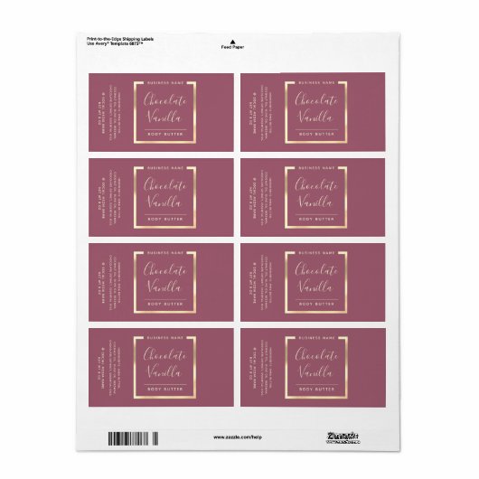 Minimale moderne typografie gouden lijst vierkant etiket (Full Sheet)