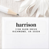 Minimale moderne typografie retouradreslabel etiket (Insitu)