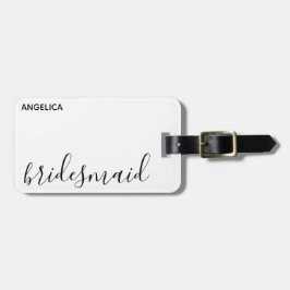 Minimale moderne Typografie Weddenschap Bridesmaid Bagagelabel