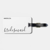 Minimale moderne Typografie Weddenschap Bridesmaid Bagagelabel (Achterkant horizontaal)