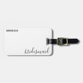 Minimale moderne Typografie Weddenschap Bridesmaid Bagagelabel (Voorkant horizontaal)