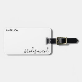Minimale moderne Typografie Weddenschap Bridesmaid Bagagelabel