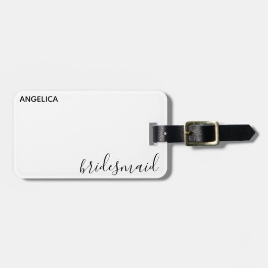 Minimale moderne Typografie Weddenschap Bridesmaid Bagagelabel (Voorkant horizontaal)
