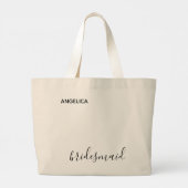 Minimale moderne Typografie Weddenschap Bridesmaid Grote Tote Bag (Achterkant)
