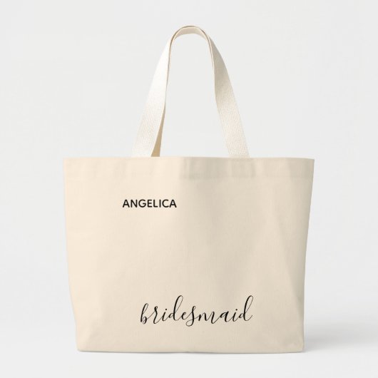Minimale moderne Typografie Weddenschap Bridesmaid Grote Tote Bag (Voorkant)