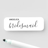 Minimale moderne Typografie Weddenschap Bridesmaid Naamplaatje (In situ)
