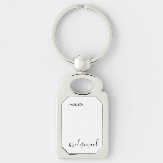 Minimale moderne Typografie Weddenschap Bridesmaid Sleutelhanger (Voorkant)