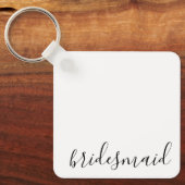 Minimale moderne Typografie Weddenschap Bridesmaid Sleutelhanger (Voorkant)