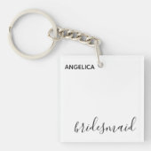 Minimale moderne Typografie Weddenschap Bridesmaid Sleutelhanger (voorkant)