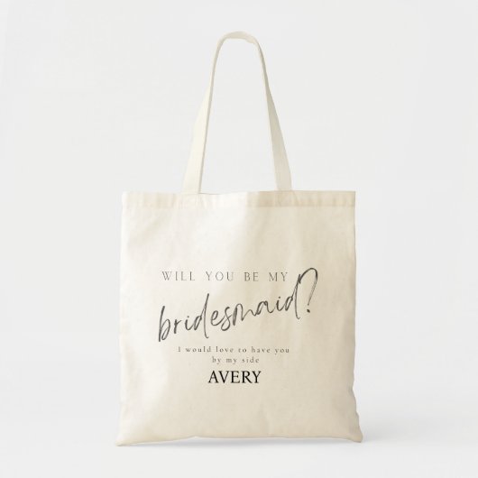 Minimale moderne Typografie Weddenschap Bridesmaid Tote Bag (Voorkant)