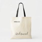 Minimale moderne Typografie Weddenschap Bridesmaid Tote Bag (Voorkant)