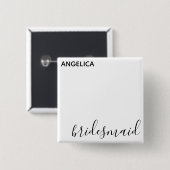 Minimale moderne Typografie Weddenschap Bridesmaid Vierkante Button 5,1 Cm (Voorkant /achterkant)