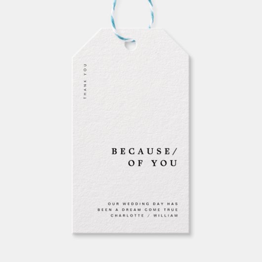 Minimale moderne Typografie Weddenschap Cadeaulabel (Voorkant)