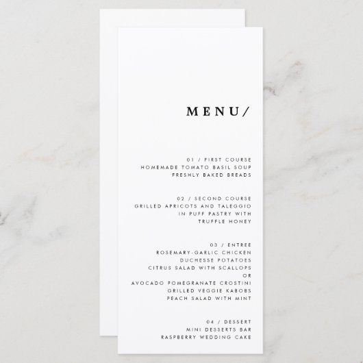 Minimale moderne Typografie Weddenschap Monogram K Menu (Voorkant / Achterkant)