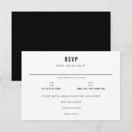 Minimale moderne typografie-weddenschap RSVP kaartje