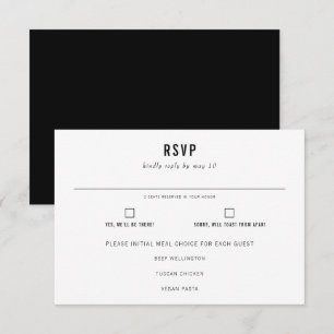 Minimale moderne typografie-weddenschap RSVP kaartje