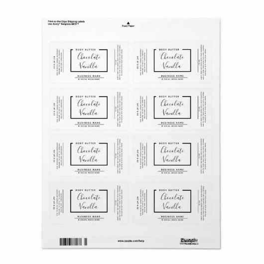 Minimale moderne typografie, wit product label (Full Sheet)