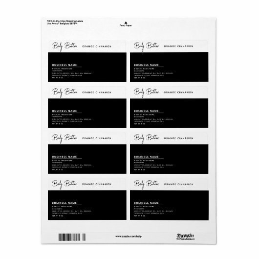 Minimale moderne typografie wit zwart etiket (Full Sheet)