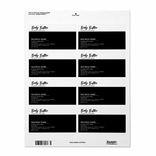 Minimale moderne typografie wit zwart label (Full Sheet)