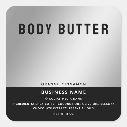 Minimale moderne typografie zilver zwart label (Voorkant)