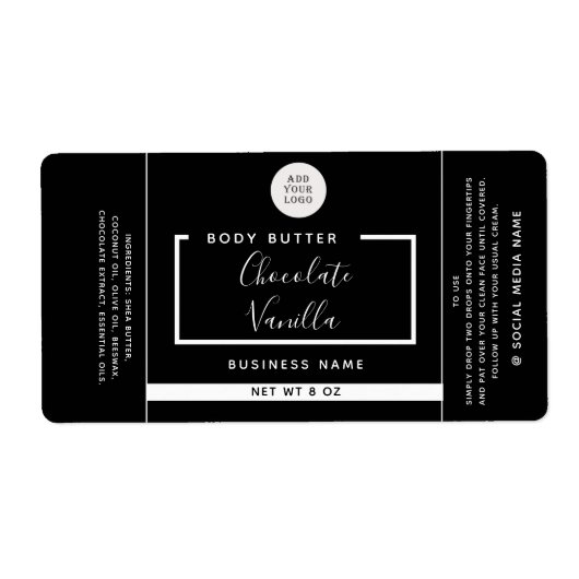 Minimale moderne typografie zwart logo l etiket (Voorkant)