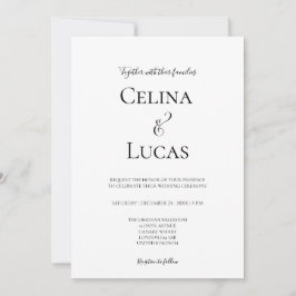 Minimale moderne typografie Zwart-wit bruiloft Kaart