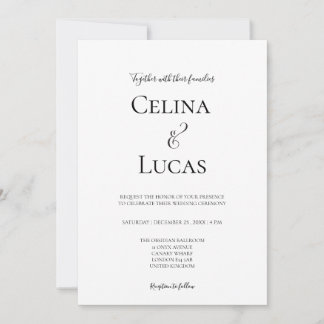 Minimale moderne typografie Zwart-wit bruiloft Kaart