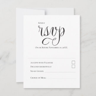 Minimale moderne typografie Zwart-wit bruiloft RSVP Kaartje