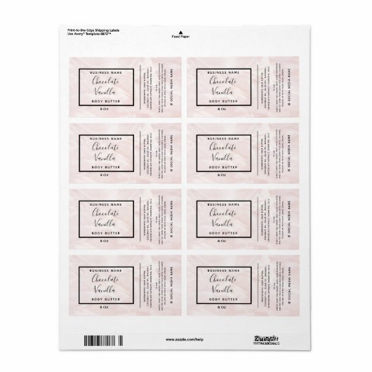 Minimale moderne typografische marmer etiket (Full Sheet)