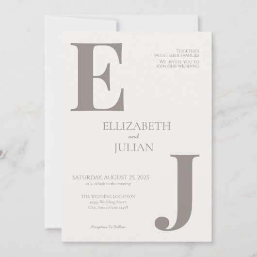 Minimale moderne uitnodiging tot huwelijk (Voorkant)