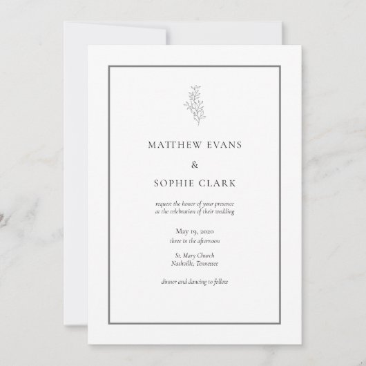 Minimale moderne uitnodiging tot huwelijk (Voorkant)