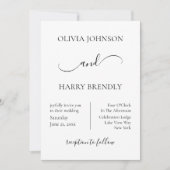 Minimale moderne uitnodiging tot huwelijk | Zwart (Voorkant)