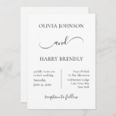 Minimale moderne uitnodiging tot huwelijk | Zwart (Voorkant / Achterkant)