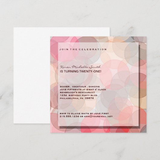 Minimale moderne uitnodiging van de 21ste verjaard (Voorkant / Achterkant)