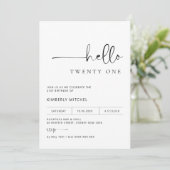 Minimale moderne uitnodiging van de 21ste verjaard (Staand voorkant)