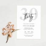 Minimale moderne uitnodiging van de 30e verjaardag<br><div class="desc">Deze minimalistische typografie van de 30ste verjaardag is perfect voor een modern verjaardagsfeest. Het eenvoudige ontwerp biedt een klassieke, minimalistische zwart-witte typografie met een modern gevoel. in elke kleur. Houd het ontwerp minimaal en elegant, zoals het is, of personaliseer het door uw eigen grafiek en kunstwerk toe te voegen. Voor...</div>