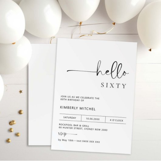Minimale moderne uitnodiging van de 60ste verjaard