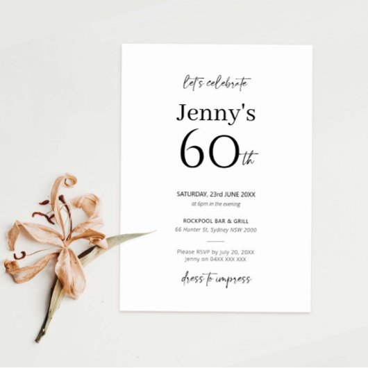 Minimale moderne uitnodiging van de 60ste verjaard