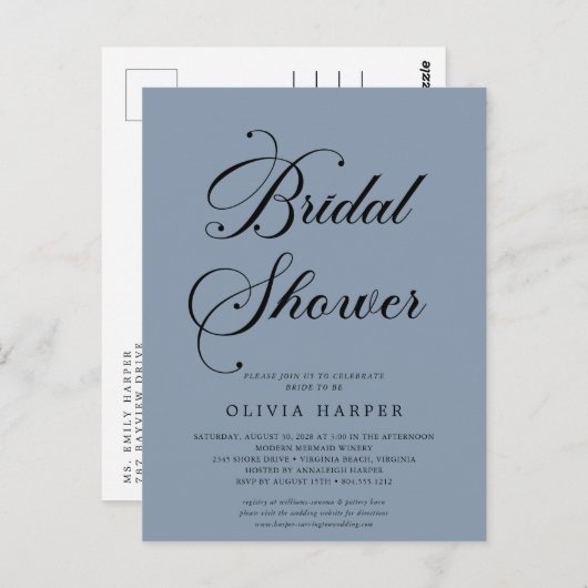 Minimale Moderne Uitnodiging van de Bridal van het (Voorkant / Achterkant)