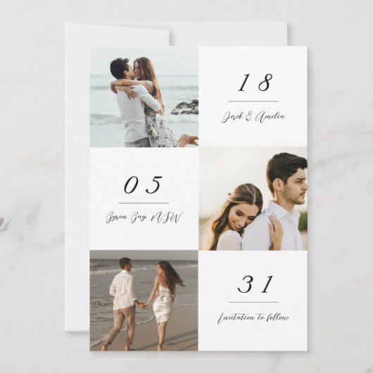 Minimale moderne uitnodiging voor fotobruiloft (Voorkant)